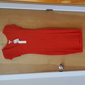 Red mid calf bodycon dress